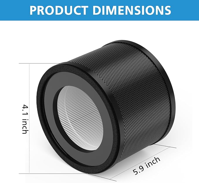 2 Pack HEPA Replacement Filter, Compatible with TaoTronics TT-AP001 and VAVA VA-EE014, 3-in-1 HEPA and Activated Carbon Filter