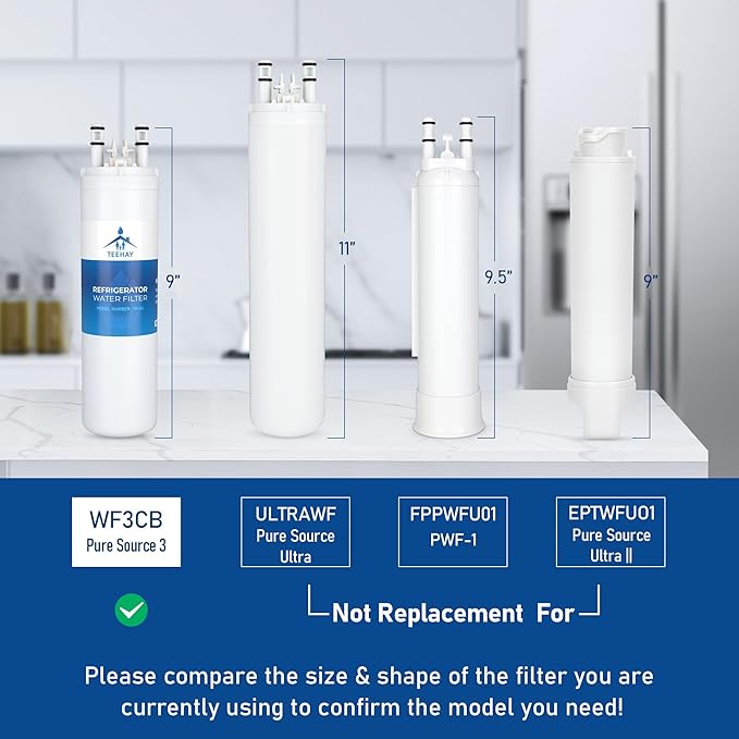 WF3CB Water Filter Replacement, TH-04 Compatible with Frigidaire PureSource 3 WF3CB,706465, 242069601, 242086201, AP4567491, PS3412266, Height 9 Inches 4 Pack (4)