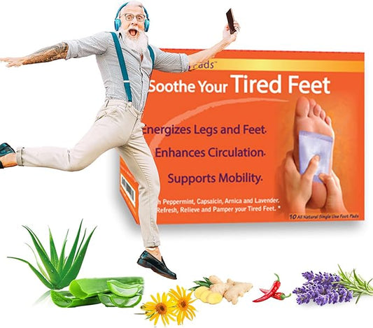 | Mobility Circulation Foot Patches | Made with Lavender, White Tourmaline, Capsaicin | Adhesive Patch Increased Sensation | Relief Pads for Soreness & Pain | Blood Circulation Pads | White