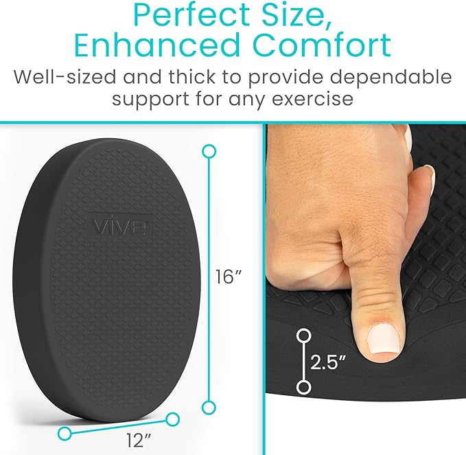 Vive Oval Balance Pad - Wobble Cushion For Physical Therapy And Rehabilitation Equipment - Soft Stability Trainer Foam For Workouts, Yoga, Core Strength And Pilates - Device For Women, Men And Kids-FlexoryFit