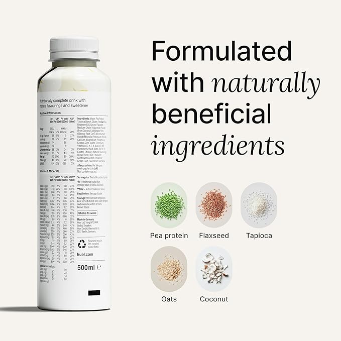 Huel Ready-to-Drink | Vanilla Meal Replacement Drink | High Protein Drink | Nutritionally Complete, Low Sugar, High Fiber, Plant Based, Vegan, Healthy | 20g Protein Per Bottle, 16.9 Fl Oz (12 Pack)-FlexoryFit