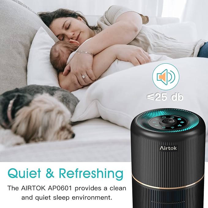 2 Pack Air Purifier for Home Bedroom, Office Desktop Air Cleaners with 12pcs Fragrance Sponge, H13 HEPA Filter, 4 Stage Filtration up to 376 sqft Black Available for California