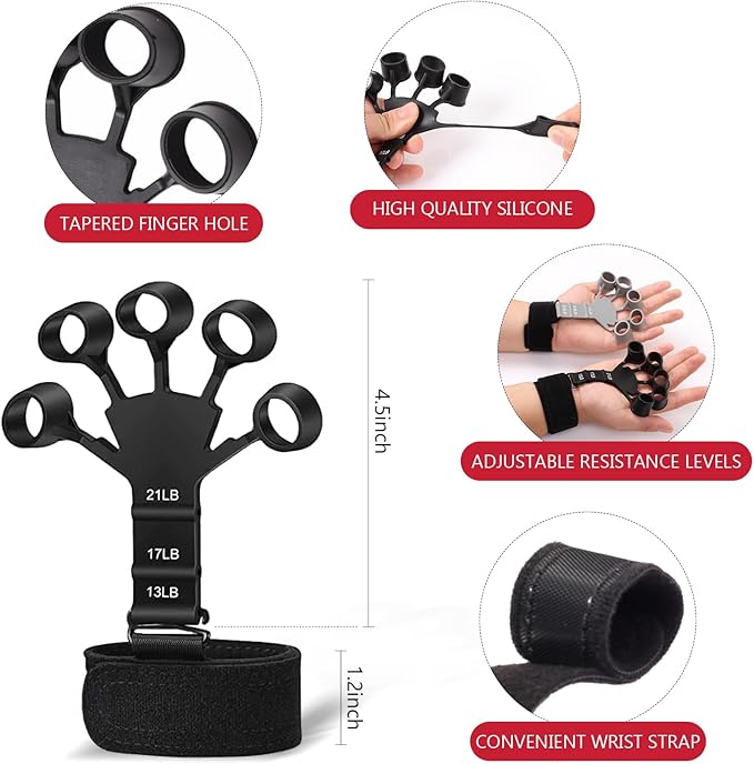 13 PCS Grip Strength Trainer Kit, Hand Gripper Strengthener, Forearm Strengthener, Finger Strengthener, Finger Exerciser, Stress Relief Ball, Forearm Workout Ring for Muscle Building and Injury Recover-FlexoryFit