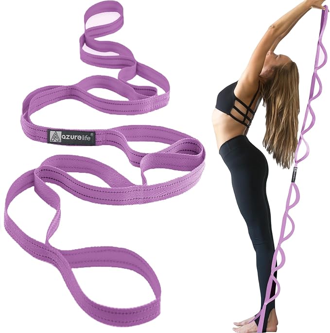 Premium Durable Stretch Straps with Loops, Stretching Strap for Physical Therapy, Multi-Loop Yoga Strap Fitness Exercise Strap for Yoga, Pilates, Dance, Flexibility&Exercise-FlexoryFit