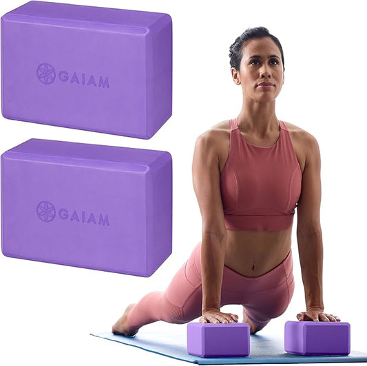 Gaiam Yoga Block - Supportive Latex-Free Eva Foam - Soft Non-Slip Surface with Beveled Edges for Yoga, Pilates, Meditation - Yoga Accessories for Stability, Balance, Deepen Stretches-FlexoryFit