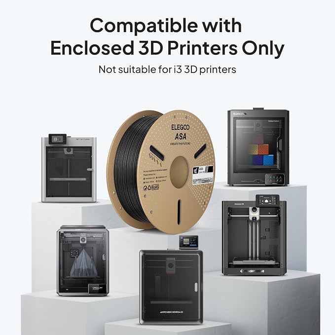 ELEGOO ASA Filament 1.75mm Deep Black 2KG, UV & Weather Resistant 3D Printer - Image 7