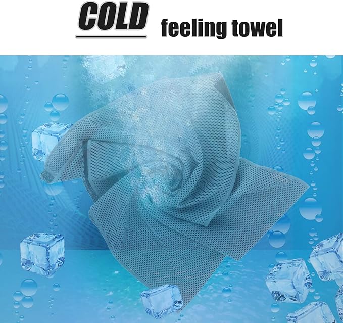 Biange Cooling Towel (Pack of 20, 40"x12") with Pouches for Sports, Workout, Fitness, Gym, Yoga, Golf, Pilates, Travel, Camping & More-FlexoryFit