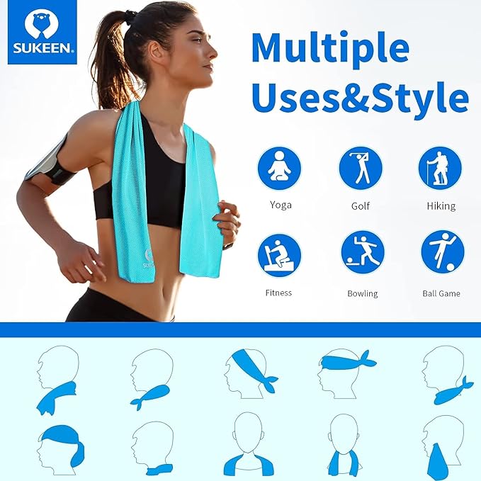 Sukkeen Cooling Towel (40"x12"), Soft Breathable Chilly Microfiber Towel for Yoga, Sports & More Activities-FlexoryFit