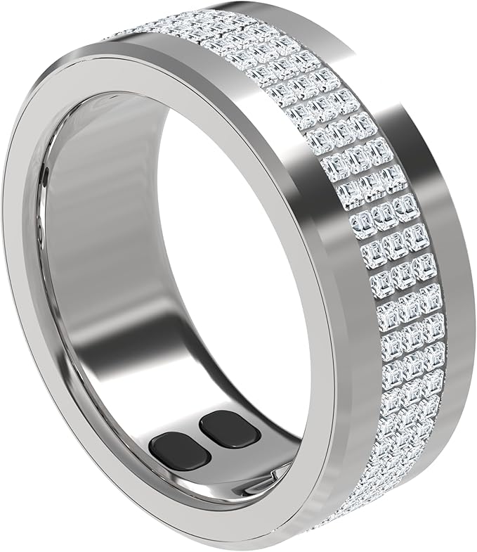 Jewels Smart Ring Health Tracker 18.2mm, 5 Days Working Time, Sports Mode, Sleep Monitor, Heart Rate, Calorie Counter, Blood Oxygen – Silver-FlexoryFit