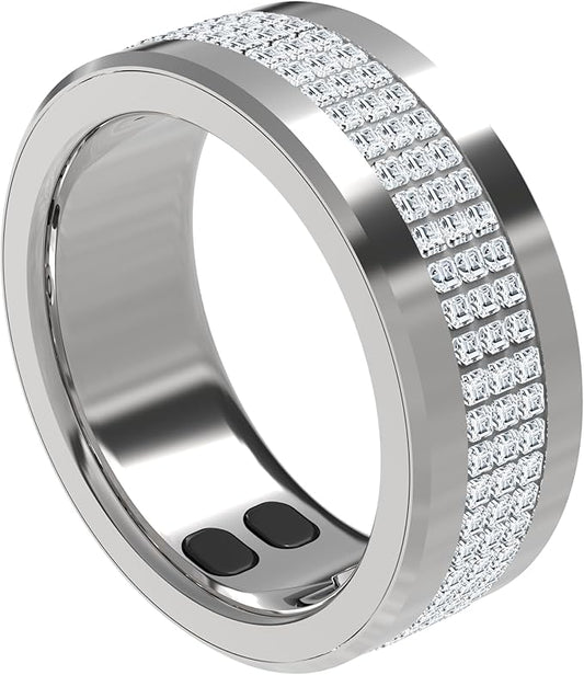 Jewels Smart Ring Health Tracker 18.2mm, 5 Days Working Time, Sports Mode, Sleep Monitor, Heart Rate, Calorie Counter, Blood Oxygen – Silver-FlexoryFit