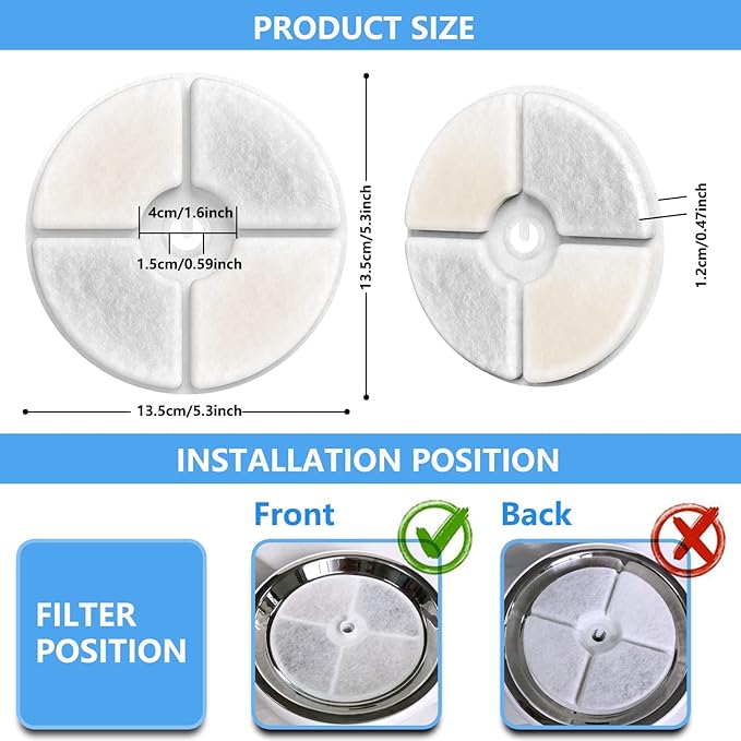 8 Pack Cat Water Fountain Filter Replacement Unit3.0 Filters Compatible with Sweet 2s/3/3Pro Solo SE PET Fountains NEUCOMBBT