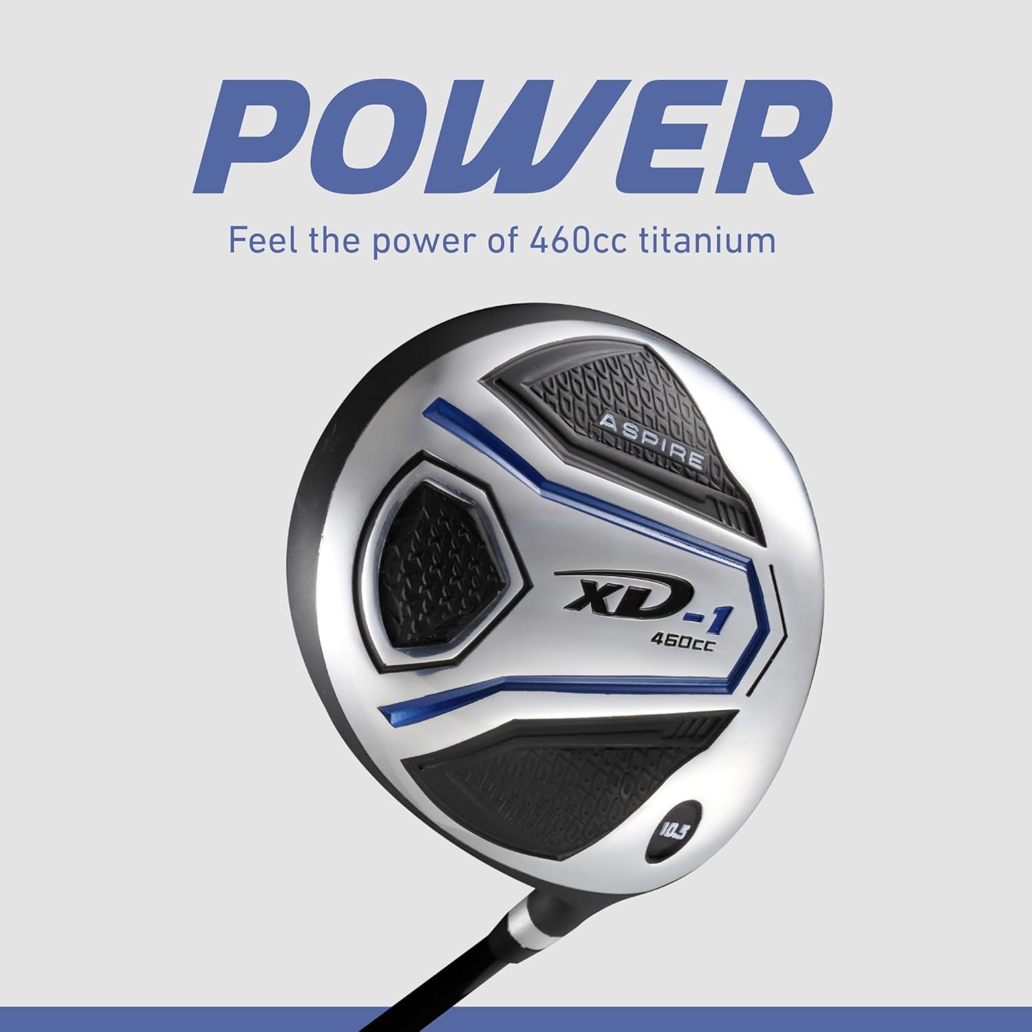 Aspire XD1 Complete Mens Golf Club Set, Includes Titanium Driver, S.S. Fairway, S.S. Hybrid, S.S. 6-PW Irons, Putter, Bag, 3 H/C's, Right & Left Handed Golf Clubs