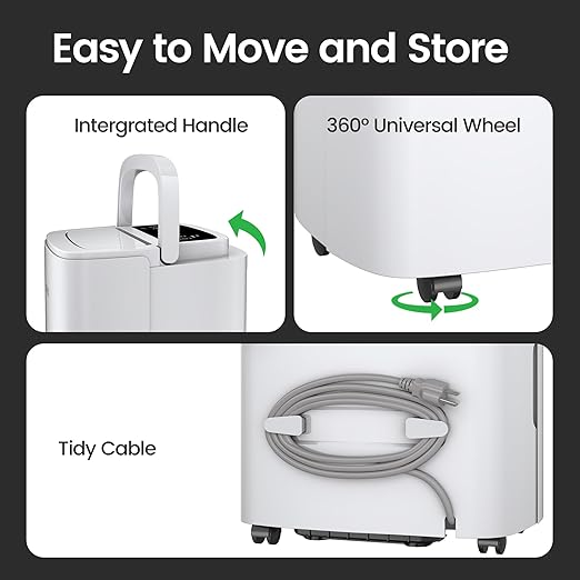 Waykar 80 Pints Energy Star Home Dehumidifier for Spaces up to 5,000 Sq. Ft at Home, in Basements and Large Rooms with Drain Hose, Handle, Auto Defrost and Self-Drying.