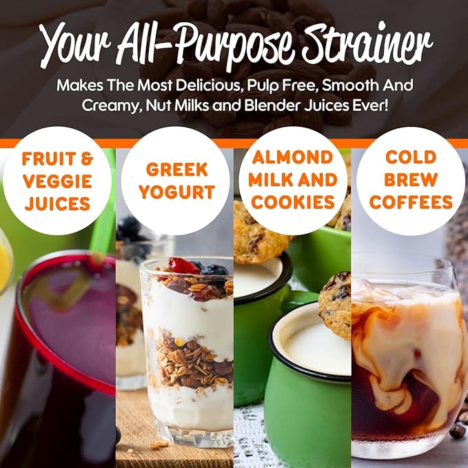 Pro Quality Nut Milk Bag - 3 XL12"X12" Bags - Commercial Grade Reusable All Purpose Food Strainer - Food Grade BPA-Free - Ultra Strong Fine Nylon Mesh - Almond Milk, Juices, Cold Brew Recipes Videos