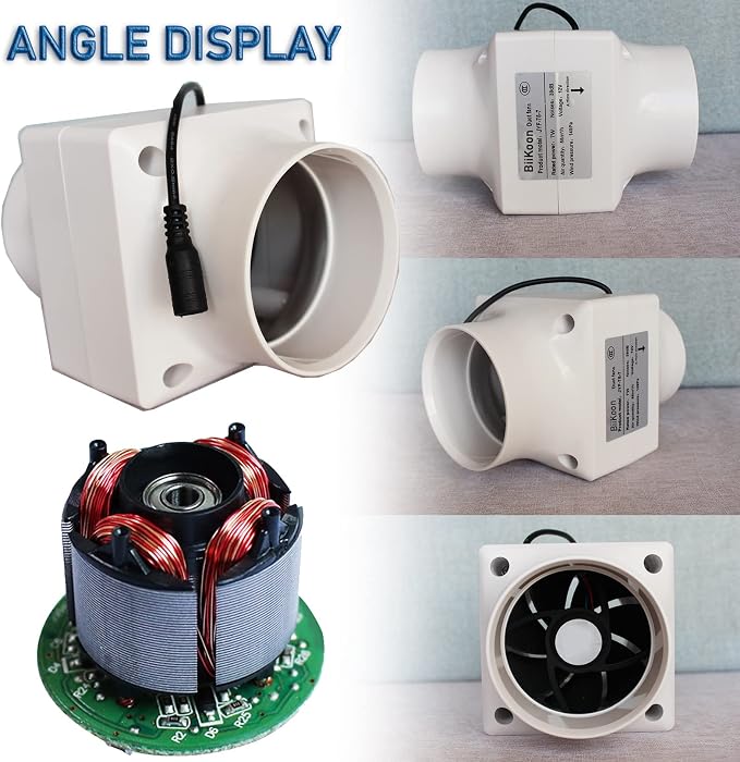 3 Inch Exhaust Inline Duct Fan 12V 7W Grow Tents Ventilation Exhaust Fan Low - Image 3