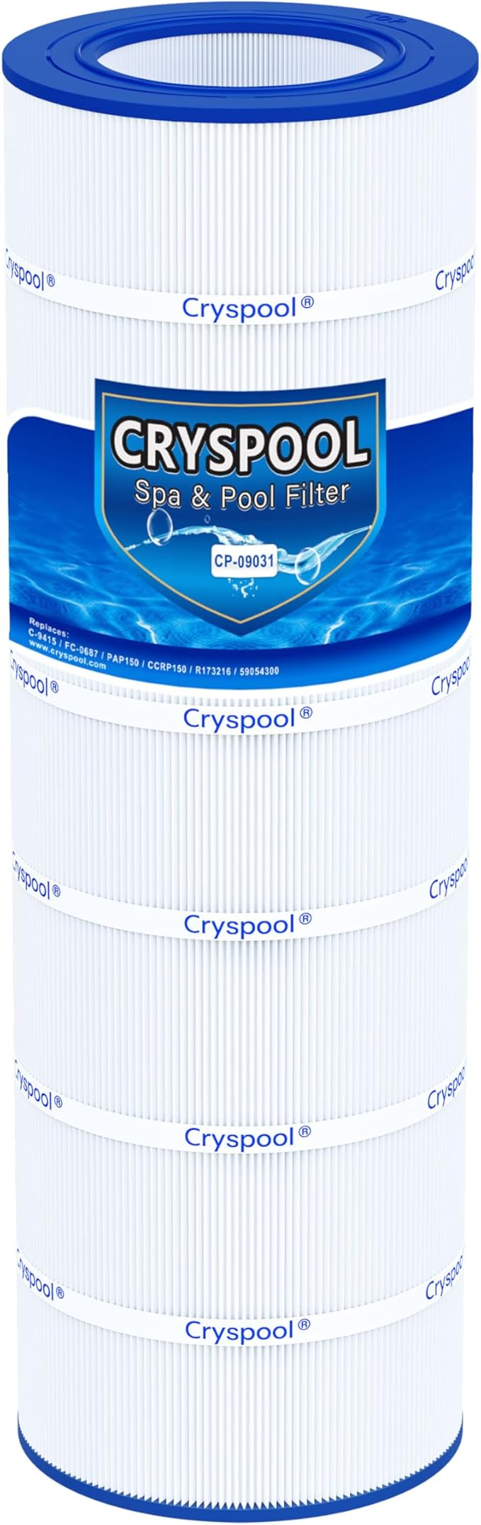 Cryspool® 09031 Compatible with Clean & Clear CCRP150, CC150, R173216, Posi-Clear PXCRP 150, PAP150, 59054300, 160317, 160355, 160352, C-9415, 150 Sq. Ft Pool Filter Cartridge, 1 Pack