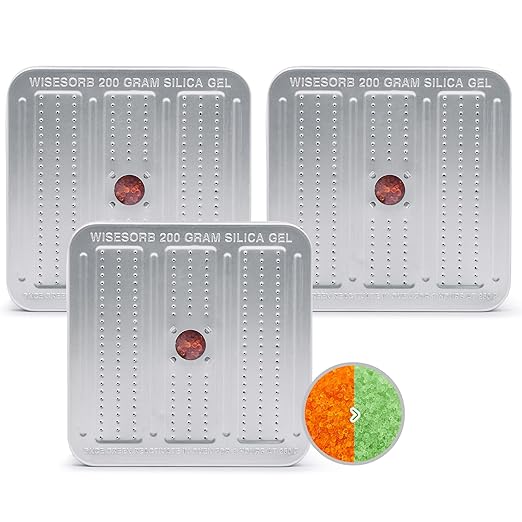 200 Gram 3 Pack Gun Safe Dehumidifier, Reusable Silica Gel Dehumidifier, Indicating Silica Gel Desiccant Canister (Orange to Green)