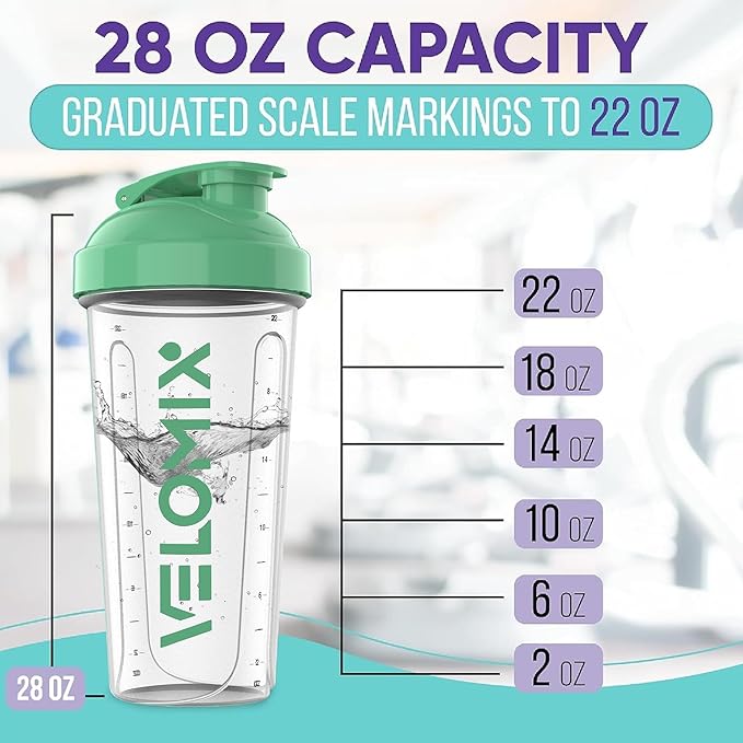 '-2 Pack- 28 oz Protein Shaker Bottles for Protein Mixes - 2x Wire Whisk | Leak Proof Shaker Cups for Protein Shakes | Protein Shaker Bottle | Shakers for Protein mix-Turquoise&Transparent-FlexoryFit
