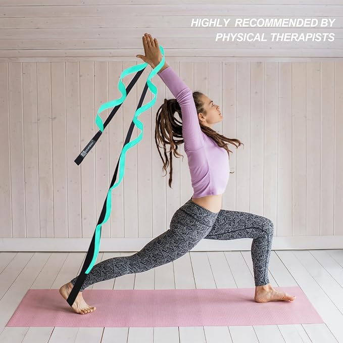 Premium Durable Stretch Straps with Loops, Stretching Strap for Physical Therapy, Multi-Loop Yoga Strap Fitness Exercise Strap for Yoga, Pilates, Dance, Flexibility&Exercise-FlexoryFit