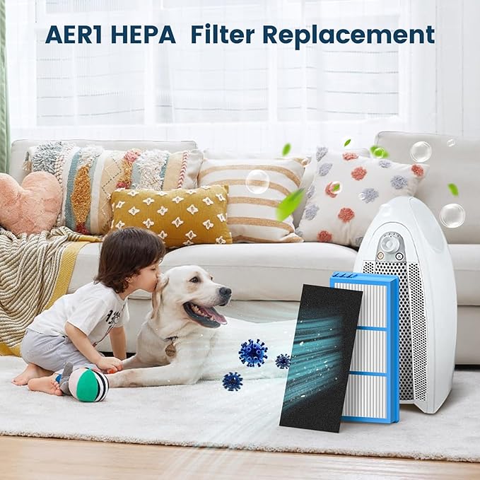 Colorfullife Replacement Filters for Holmes AER1 HEPA Type Total Air Filter Replacement Filters for HAPF30AT and HAP242-NUC, 4 HEPA + 8 Carbon Booster Filters