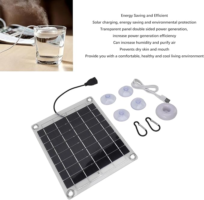 Mini Solar Panel Humidifier, 20W Double Sided Floating Water Humidifier Portable USB Mini Atomization Spray Humidifier for Home Car