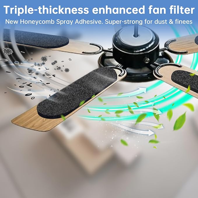 Ceiling Fan Filters for Blades - Fan Filters for Ceiling fan Blades,Content for Common Household Contaminants Easy-Stick Universal Fit,Unscented (10-Count)