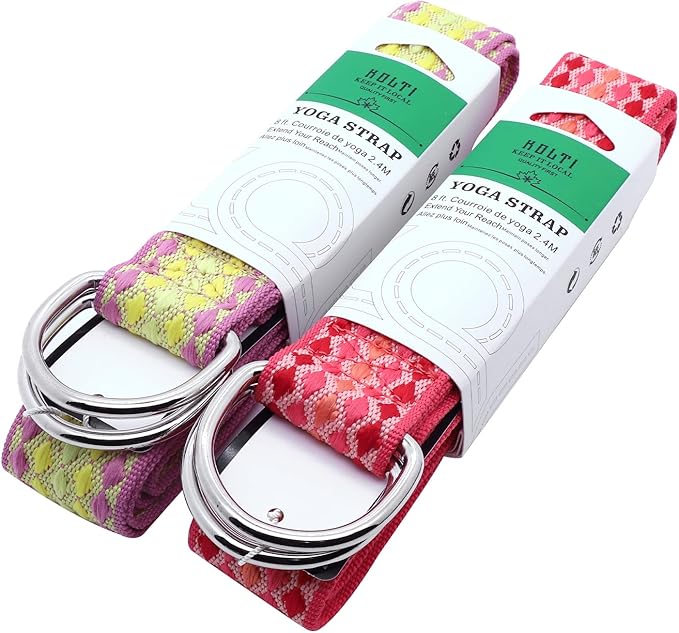 Yoga Exercise Adjustable Straps 8FT with Durable D-Ring for Pilates & Gym Workouts | Hold Poses, Stretch, Improve Flexibility & Maintain Balance-FlexoryFit