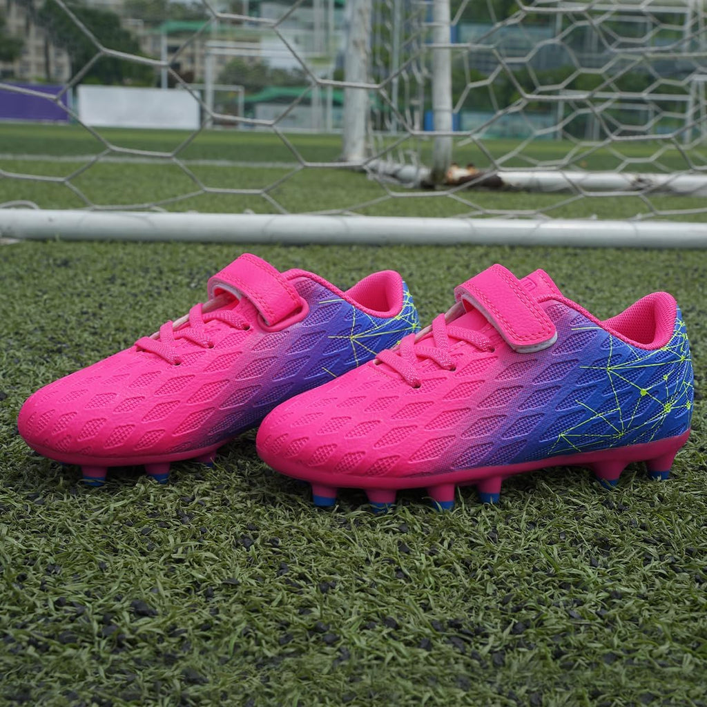 brooman Kids Firm Ground Soccer Cleats Boys Girls Athletic Outdoor Football Shoes