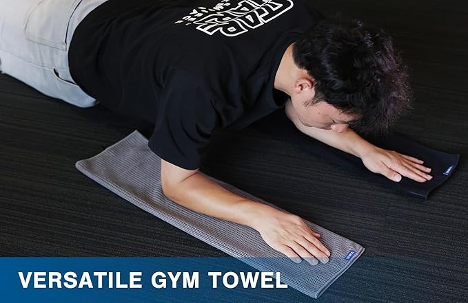 Microfiber Gym Towels with Snap Strap Closure, Ribbed Pattern Sports Towels for Yoga, Home and Outdoor Activities, 27” x 16”, 6 Pack, Light Blue-FlexoryFit