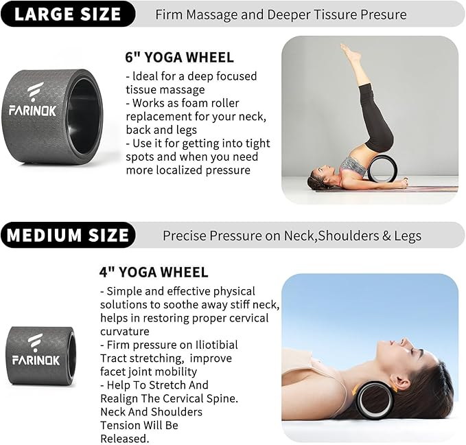 Yoga Wheel for Back Pain Relief, Back Roller Wheel with Extra Cushion, Wider & Thickest Foam, Stretches and Strengthens Core Muscles-FlexoryFit
