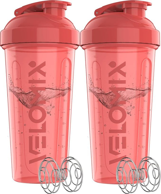 '-2 Pack- 28 oz Protein Shaker Bottles for Protein Mixes - 2x Wire Whisk | Leak Proof Shaker Cups for Protein Shakes | Protein Shaker Bottle Pack (Pink Set)-FlexoryFit