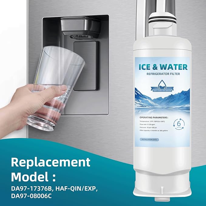 DA97-17376B Replacement For Samsung Water Filter HAF-QIN/EXP, Fit rs27t5200sr rs22t5201sr rf27t5201sr rf28r7201sr rf30bb6600qlaa rf32cg5400sr, Bespoke Water Filter 4-Pack