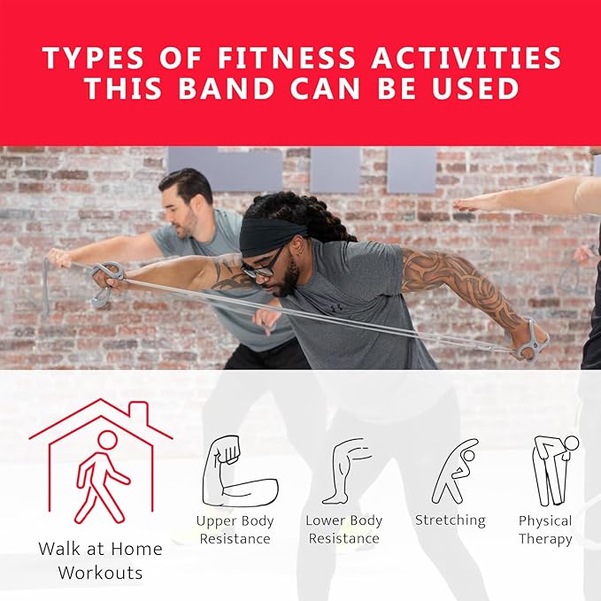 Walk at Home Workout Bands 7 Ring Adjustable Resistance Bands for Working Out Home Workout Walking Exercise Workout Bands Fitness Program Exercise Bands Stretch Bands for Recovery-FlexoryFit