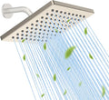 Hibbent Thickness Metal Rain Shower Head, 6'' High Pressure Rainfall Shower Head, Square Bathroom Waterfall Shower Heads, High Flow Fixed Showerheads with Adjustable Brass Ball Joint, Brushed Nickel