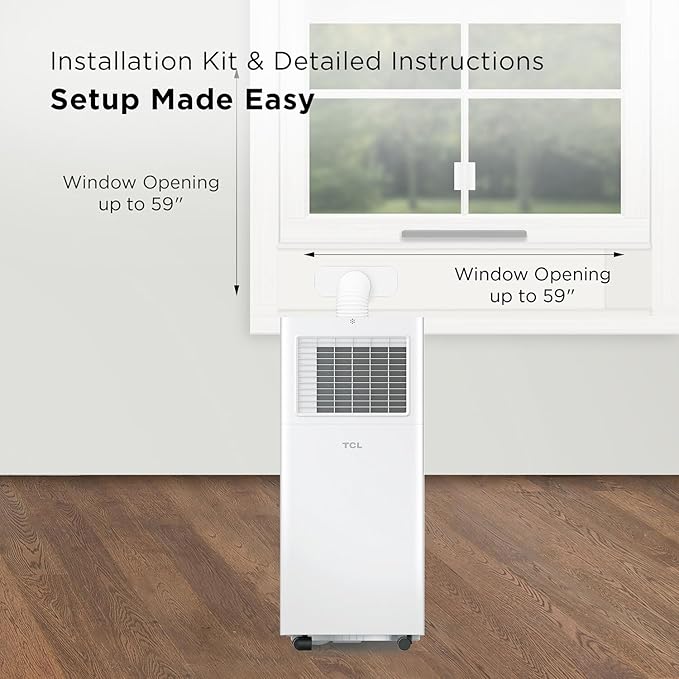 TCL 5,000 BTU Smart Portable Air Conditioner, Fan & Dehumidifier, 150 Sq. Ft., Ultra-Compact Design, Remote Control, Works with Alexa/Google Assistant, Install Kit Included – H5P44W