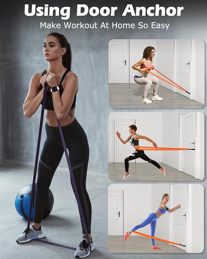Zacro Resistance Bands, 6 Resistance Levels Pull Up Assistance Bands, Exercise Bands for Men&Women, Heavy Duty Resistance Band Set with Door Anchor, for Working Out, Muscle Training, Physical Therapy-FlexoryFit