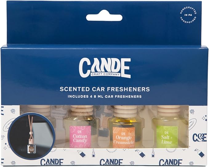 CE Craft Hanging Car Air Freshener – Fragrance Oil Diffuser with Essential Oils – Long-Lasting Aromatherapy Scents for Automobiles – 4 Pack, Summer
