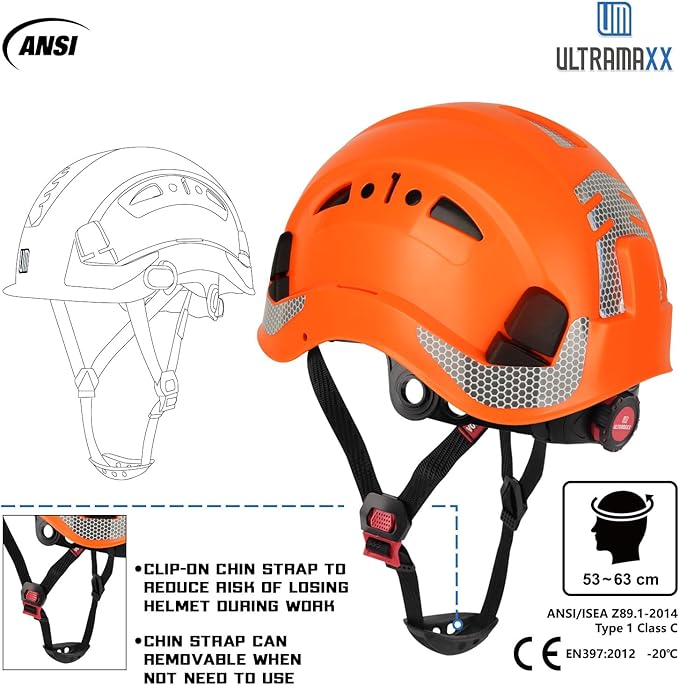 Safety Helmet Hard Hat, ANSI Z89.1 Approved Lightweight Vented Work Helmet, 6-Point Adjustable Ratchet Suspension Hardhat Ideal for Industrial and Construction
