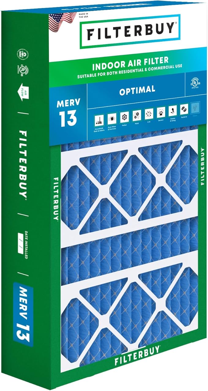 Filterbuy 17x26x4 Air Filter MERV 13 Optimal Defense (1-Pack), Pleated HVAC AC Furnace Air Filters Replacement for Lennox (Actual Size: 16.56 x 25.94 x 4.13 Inches)