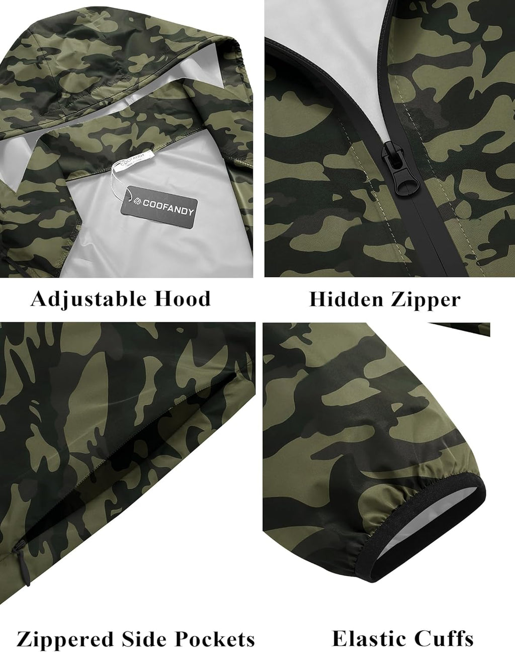COOFANDY Men's Packable Rain Jacket Lightweight Waterproof Raincoat with Hood Travel Hiking Golf Windbreaker