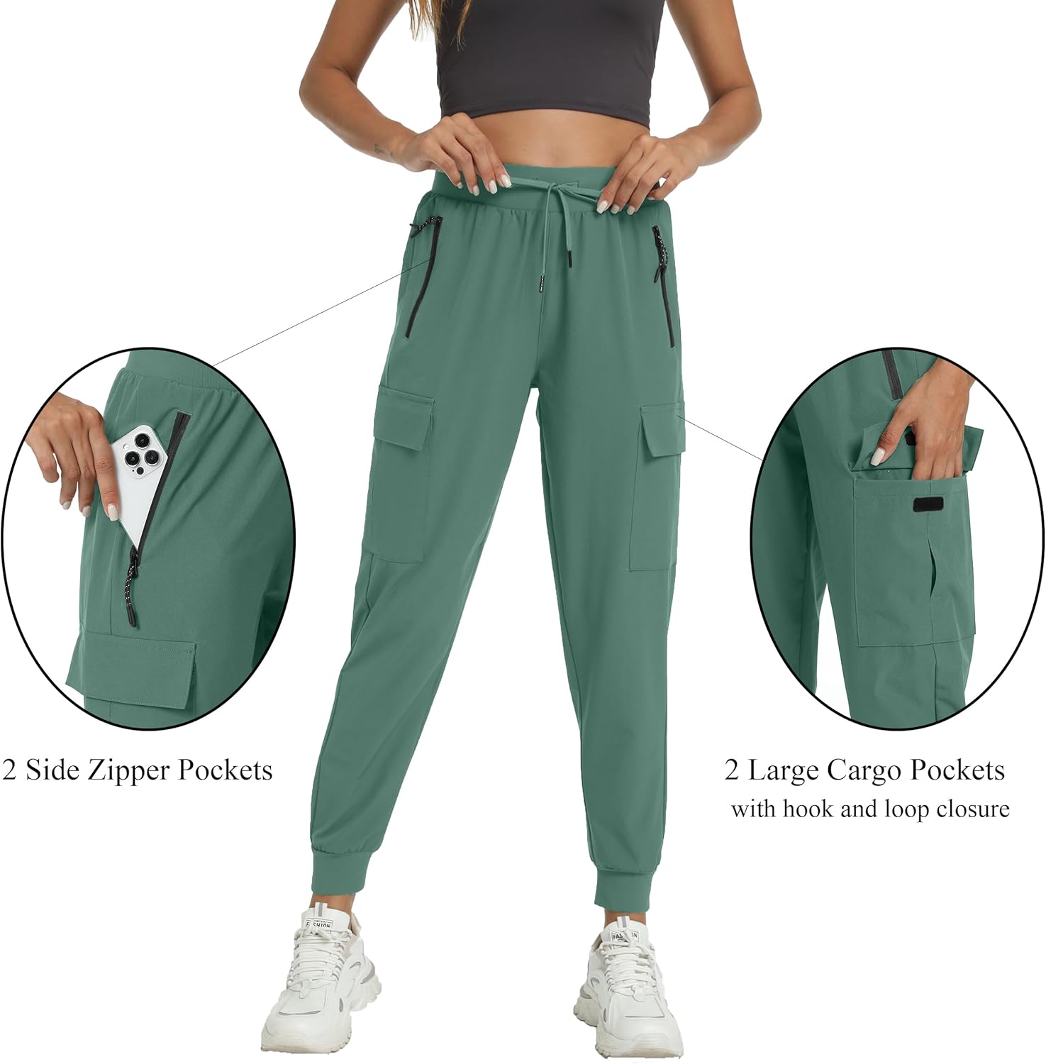 Kcutteyg Womens Water Resistant Hiking Pants with Pockets Quick Dry Soft Athletic Workout Joggers Pants for Camping Travel