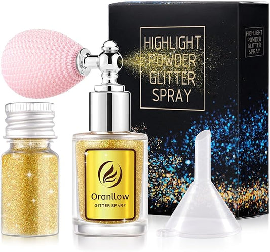 Holographic Body Glitter Spray - Shimmering Hair, Face & Body Sparkle for Festivals, Clothes, Nail Art Crafts Design & Special Events Makeup (Gold)-FlexoryFit