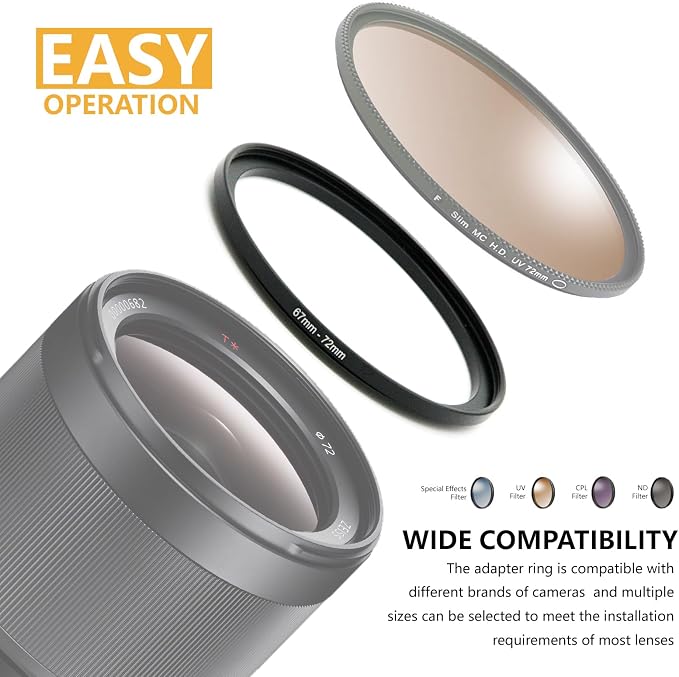 58mm to 43mm Step-up Adapter Rings Filter Adapter Black Metal Step Down Filter - Image 5