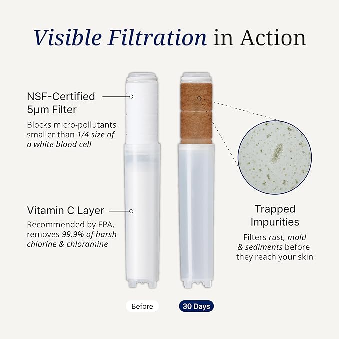 SecondShower Hand Clinically Proven Filtered Shower Head for Skin Health, High Pressure Handheld with NSF Certified Filtration for Hard Water, Natural Vitamin C Shower Filter (Matte Black)