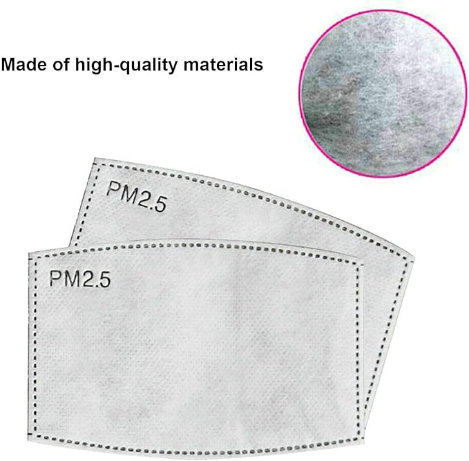 Adult PM2.5 Activated Carbon Filter Insert 5 Layers Replacement Anti Haze Face Filter Paper (50 Pieces)