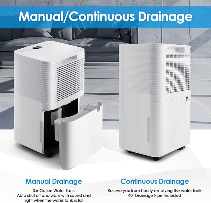 COSTWAY 2,000 Sq. Ft Dehumidifier for Home, 32 Pint Dehumidifier with 3 Modes, 2 Speeds, LED Touch Control Panel, 24H Timer Child Lock & Overflow Protection, Bedroom, Basement