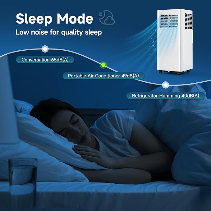 8,000 BTU Portable Air Conditioners,4 Modes Portable Ac Units Cools Up to 350 Sq.Ft,Dehumidifier,Fan,With Remote Control,LED Display, Window Mounting Kit,Suitable for Bedroom,Living Room,Office