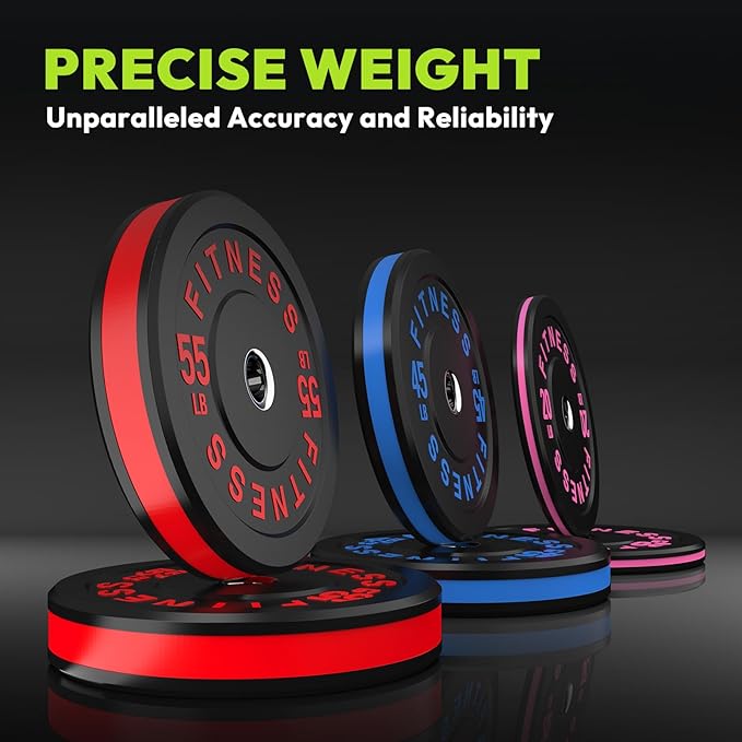 Rubber Weight Plates, Olympic Bumper Plate Set 2-Inch, 45/100 / 160/190 / 260/300 lb Barbell Weights for Home Gym, Colored Standard Strength Training Plates for Weightlifting
