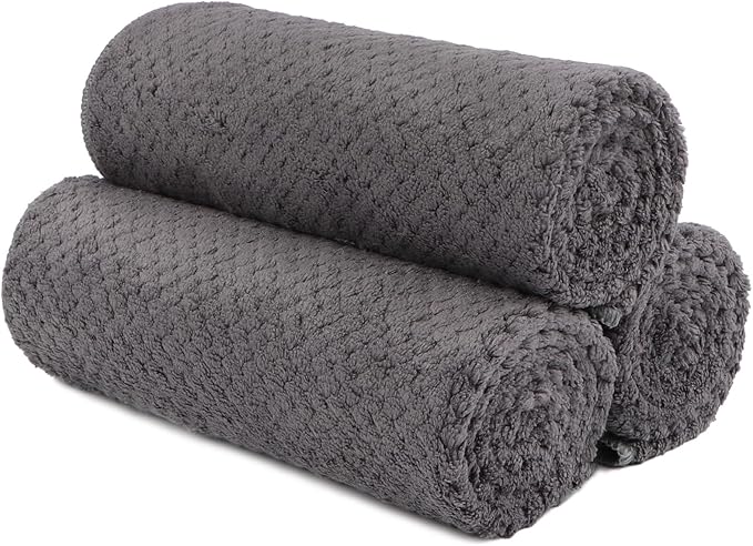 HOMEXCEL Gym Towels 3 Packs, (16x27 inches) Highly Absorbent Yoga Towel, Ultra Soft Hand Towels for Daily Use, Fast Drying Microfiber Workout Towels for Gym, Spa, Fitness, Camping, Hotel-FlexoryFit