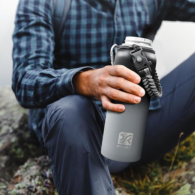 Insulated Water Bottle | Thickened Stainless Steel Vacuum Metal | Portable Sports Water Jug for Gym and Hiking with Straw, Carrier Bag, Handle Strap | BPA-Free 40 oz-FlexoryFit